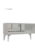 Cantek Dizayn Maddera 150 Cm  Tv Ünitesi Takımı Beyaz-Gümüş - 5