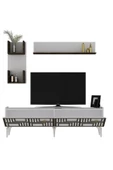 Cantek Dizayn Pine Tv Ünitesi Takımı Beyaz-(Ceviz Desen) - 5