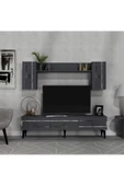 Cantek Dizayn İppek 180 Cm Tv Ünitesi Takımı Antrasit-Gümüş - 1