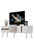 Cantek Dizayn Vannia Tv Sehpası (Alt Modül) Beyaz-Altın - 4