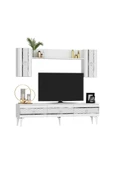 Cantek Dizayn İppek 180 Cm Tv Ünitesi Takımı Beyaz-Gümüş - 5