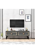 Cantek Dizayn 120 Cm Venna Tv Ünitesi Antrasit-Altın - 1