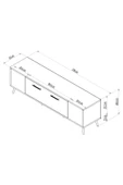 Cantek Dizayn Lazer Desenli 150 Cm Detas Tv Ünitesi Beyaz-Altın - 6