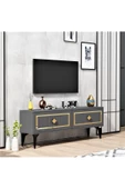 Cantek Dizayn 120 Cm Venna Tv Ünitesi Antrasit-Altın - 2