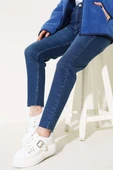 Kesik Paça Mom Jean Pantolon Koyu Tint - 1