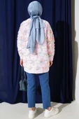Tül Çiçekli Triko Tunik Pembe - 3