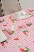 Pötikare Pembe-Kiraz Desenli  Masa Örtüsü, Sofra Bezi, Piknik Örtüsü - 4