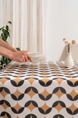 Rivaİstanbul Geometrik Soyut Masa Örtüsü, Sofra Bezi, Piknik Örtüsü - 4