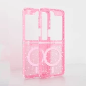 Samsung Galaxy Z Flip 6 Kılıf Magsafe Şarj Özellikli Simli Sert Şeffaf Allstar Kapak - 7