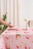 Pötikare Pembe-Kiraz Desenli  Masa Örtüsü, Sofra Bezi, Piknik Örtüsü - 5