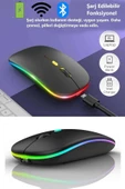 Şarjlı Kablosuz Mouse Bluetooth 2.4ghz RGB Işıklı Sessiz Tıklama Tablet Telefon Bilgisayar Uyumlu - 2