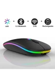 Şarjlı Kablosuz Mouse Bluetooth 2.4ghz RGB Işıklı Sessiz Tıklama Tablet Telefon Bilgisayar Uyumlu - 1