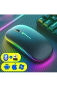 Şarjlı Kablosuz Mouse Bluetooth 2.4ghz RGB Işıklı Sessiz Tıklama Tablet Telefon Bilgisayar Uyumlu - 3