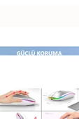 Şarjlı Kablosuz Mouse Bluetooth 2.4ghz RGB Işıklı Sessiz Tıklama Tablet Telefon Bilgisayar Uyumlu - 7