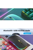 Şarjlı Kablosuz Mouse Bluetooth 2.4ghz RGB Işıklı Sessiz Tıklama Tablet Telefon Bilgisayar Uyumlu - 5
