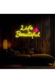 Twins Led Aydınlatma Life is Beautiful Yazılı Neon Tabela thumbnail 1