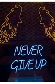 Twins Led Aydınlatma NEVER GIVE UP Yazılı Neon Tabela thumbnail 2