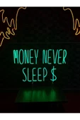 Twins Led Aydınlatma MONEY NEVER SLEEP$ Yazılı Neon Tabela thumbnail 2
