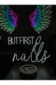 Twins Led Aydınlatma But First Nails Yazılı ve Oje Şekilli Neon Tabela thumbnail 2