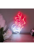 Twins Led Aydınlatma Ateşli Kurukafa Neon Tabela thumbnail 2