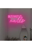 Twins Led Aydınlatma But First Nails Yazılı ve Oje Şekilli Neon Tabela thumbnail 1