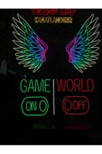 Twins Led Aydınlatma GAME WORLD Yazılı ve Şekilli Neon Tabela thumbnail 3