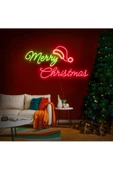 Twins Led Aydınlatma Merry Christmas Yazılı ve Şekilli Neon Tabela thumbnail 1
