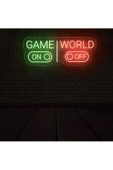 Twins Led Aydınlatma GAME WORLD Yazılı ve Şekilli Neon Tabela thumbnail 2