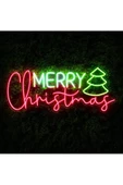 Twins Led Aydınlatma MERRY Christmas Yazılı ve Şekilli Neon Tabela thumbnail 2