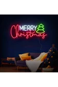 Twins Led Aydınlatma MERRY Christmas Yazılı ve Şekilli Neon Tabela thumbnail 1