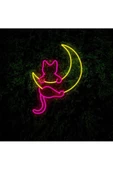 Twins Led Aydınlatma Kedi ve Ay Figürlü Neon Tabela thumbnail 2