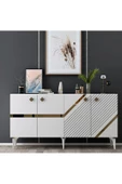 DemonteHome İRİSDH LAZER DESENLİ KONSOL BEYAZ ALTIN - 1