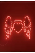 Twins Led Aydınlatma Kanatlı Kalp Şekilli Neon Tabela - 2
