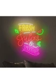 Twins Led Aydınlatma FRESH Juices SMOOTHIES Yazılı ve Şekilli Neon Tabela thumbnail 1