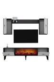 DemonteHome Sintadh 180 Cm Şömineli (B) Tv Ünitesi Takımı Antrasit Beyaz - 5