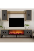 DemonteHome FLYDH 180 CM ŞÖMİNELİ (B) TV ÜNİTESİ TAKIMI SAFİRMEŞE ANTRASİT - 1