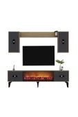 DemonteHome FLYDH 180 CM ŞÖMİNELİ (B) TV ÜNİTESİ TAKIMI SAFİRMEŞE ANTRASİT - 3