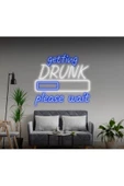 Twins Led Aydınlatma getting DRUNK please wait Yazılı ve Şekilli Neon Tabela - 1