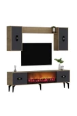 DemonteHome FLYDH 180 CM ŞÖMİNELİ (B) TV ÜNİTESİ TAKIMI SAFİRMEŞE ANTRASİT - 4