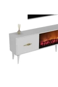 DemonteHome Sintadh 180 Cm Şömineli (B) Tv Ünitesi Takımı Beyaz - 5