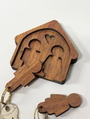 Dekoratif Ahşap Anahtar Askısı Evli Model - 4