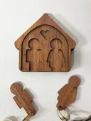 Dekoratif Ahşap Anahtar Askısı Evli Model - 2