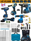 Eisenn Germany Akülü 5 Li Set E-05M1 Şarjlı Matkap + Kırıcı Delici + Somun Sıkma + Taşlama + Boru Kaynak Makinesi Taşıma Çantalı - 1