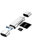 3in1 Taşınabilir Type C USB Kart Okuyucu Mikro Sd Kart Çevirici Dönüştürücü Adaptör - 1