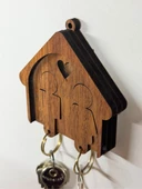 Dekoratif Ahşap Anahtar Askısı Evli Model - 1