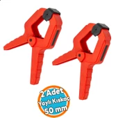 2 ADET Yaylı Kıskaç Mandal El Tip İşkence Mengene Kırmızı Klips Hobi 50 mm 2 inç - 1