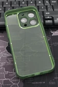 iPhone 13 Pro Max Uyumlu Yeşil Kenarlı Renkli Yarı Şeffaf Kapak Kılıf Kamera Lens Korumalı thumbnail 5