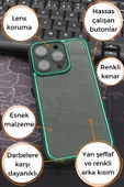 iPhone 13 Pro Max Uyumlu Yeşil Kenarlı Renkli Yarı Şeffaf Kapak Kılıf Kamera Lens Korumalı thumbnail 7