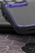 iPhone 12 Pro Uyumlu Mor Kenarlı Renkli Yarı Şeffaf Kapak Kılıf Kamera Lens Korumalı thumbnail 4