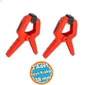 2 ADET Yaylı Kıskaç Mandal El Tip İşkence Mengene Kırmızı Klips Hobi 38 mm - 1